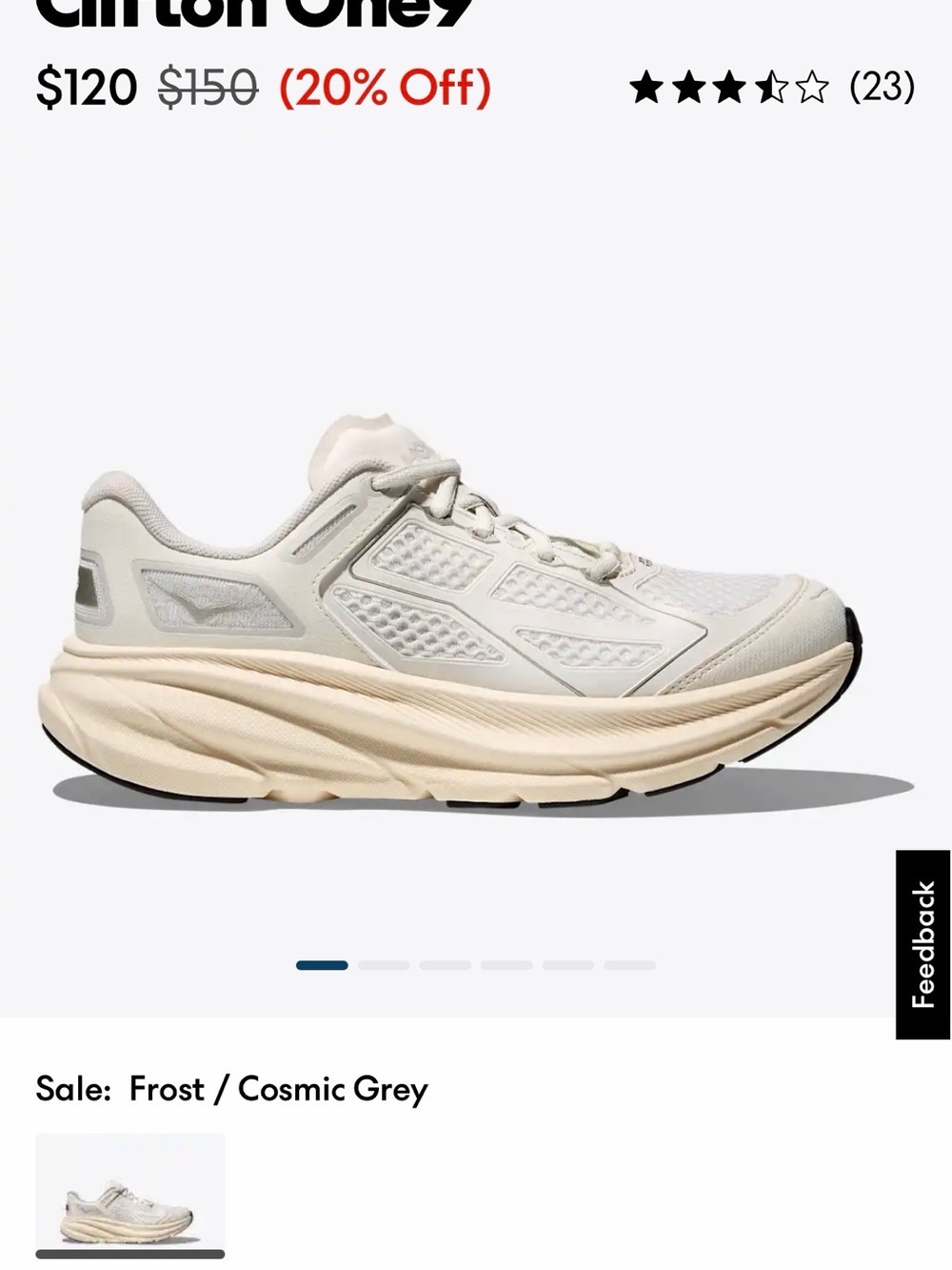 Hoka Clifton One9 Running Shoes - Frost/Cosmic Grey | Women’s Size 6